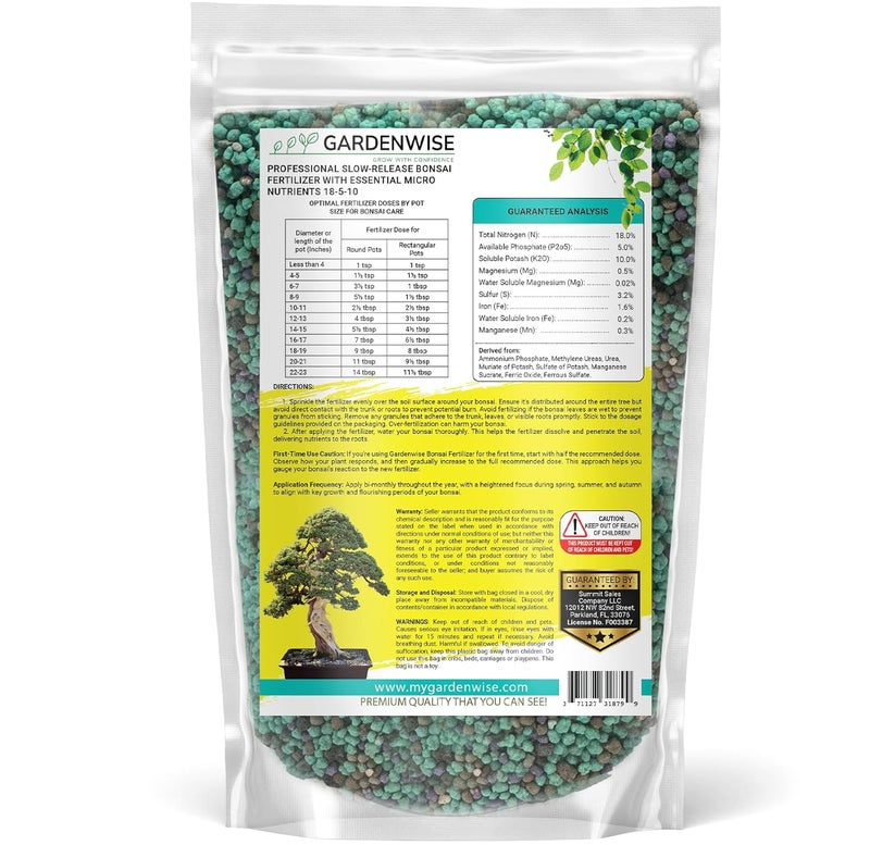 GARDENWISE سماد بونساي بطيء الإطلاق مع العناصر الدقيقة الأساسية - سماد بونساي احترافي على شكل حبيبات | غذاء مثالي لأشجار البونساي الداخلية والخارجية (12 أونصة) - Image 2